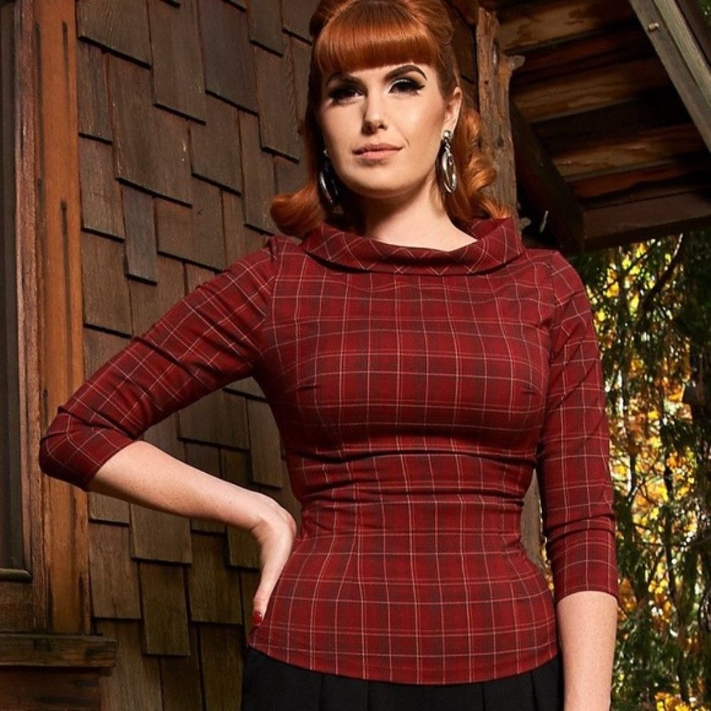 Pinup Couture | Top | Pinup Girl Clothing Joanie Top in Red MEDIUM